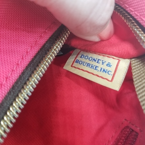 Dooney & Bourke hot pink canvas small purse with brown leather strap - Picture 9 of 15